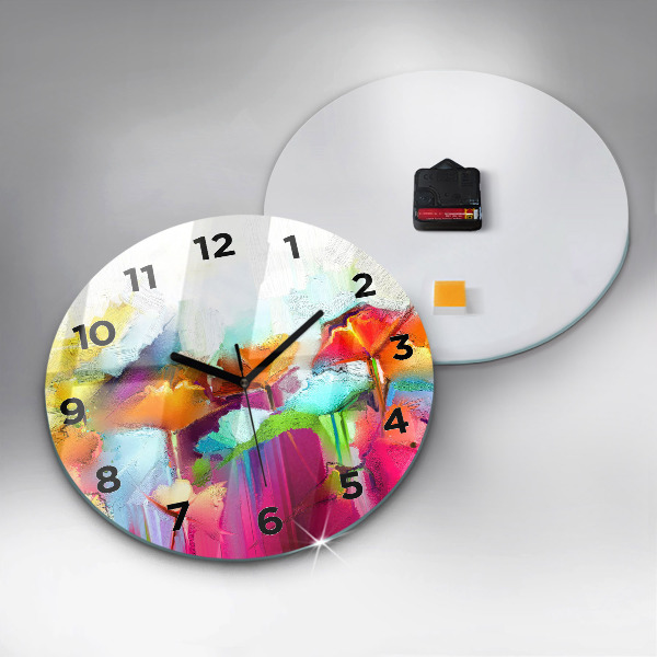 Reloj redondo pared Flores abstractas