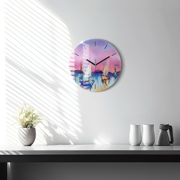 Reloj de cristal redondo Paisaje marino