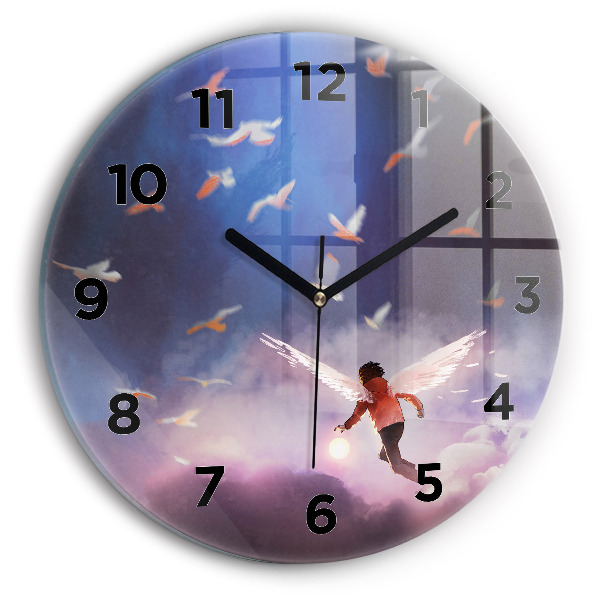 Reloj de pared redondo Niño con alas