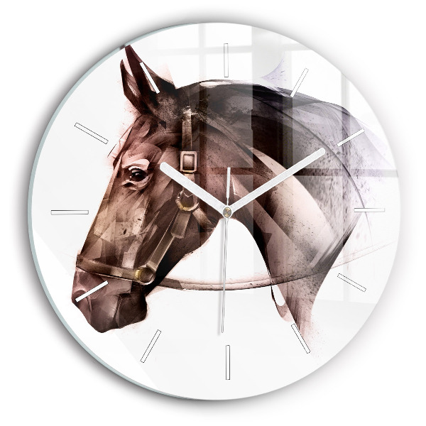Reloj redondo pared Perfil pintado de un caballo