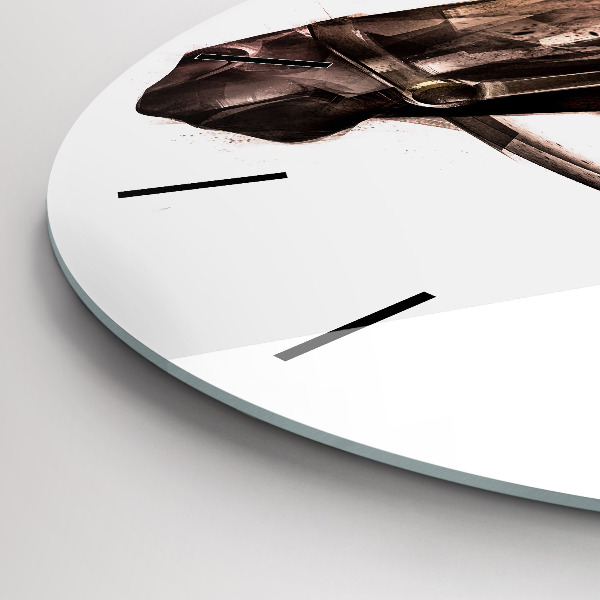 Reloj redondo pared Perfil pintado de un caballo