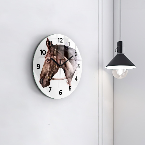 Reloj redondo pared Perfil pintado de un caballo