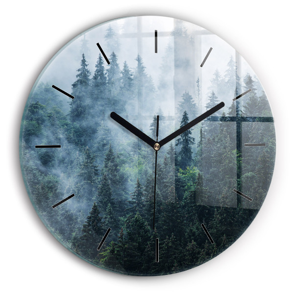Reloj de cristal redondo Paisaje montañoso brumoso