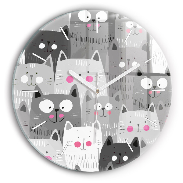 Reloj redondo pared Patrón con gatos