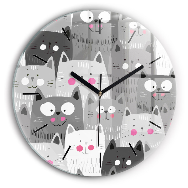 Reloj redondo pared Patrón con gatos