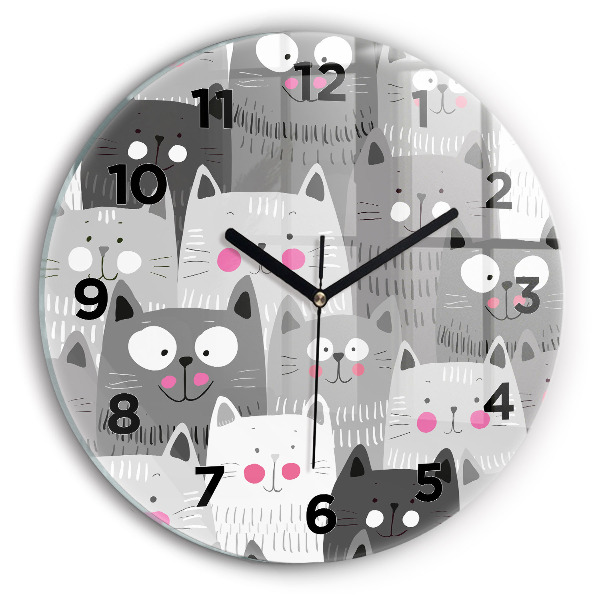 Reloj redondo pared Patrón con gatos