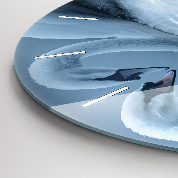 Reloj redondo pared Cisnes en el corazón