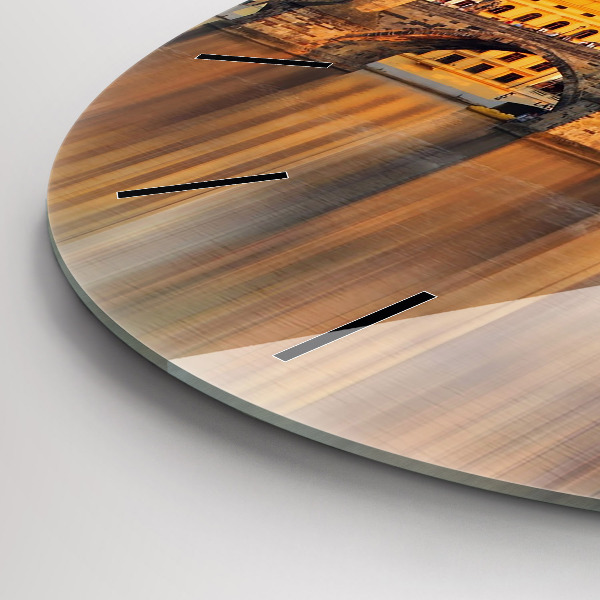 Reloj redondo pared Panorama sobre un río