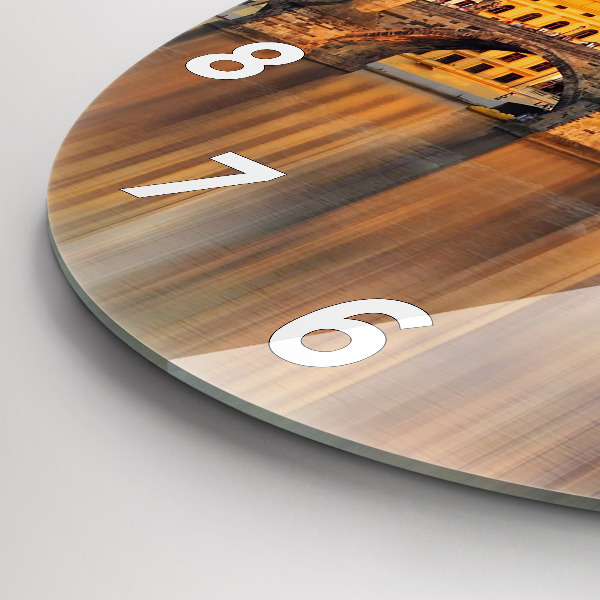 Reloj redondo pared Panorama sobre un río