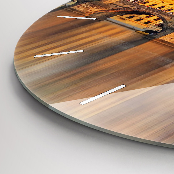 Reloj redondo pared Panorama sobre un río