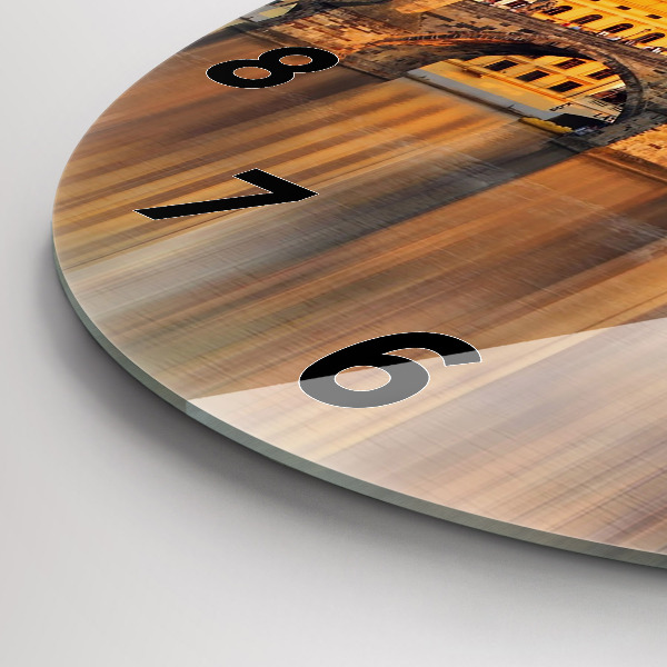 Reloj redondo pared Panorama sobre un río