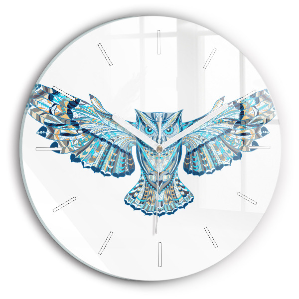 Reloj de cristal redondo Búho en vuelo