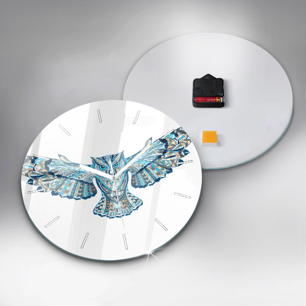 Reloj de cristal redondo Búho en vuelo