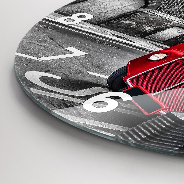 Reloj de cristal redondo Autobús rojo de dos pisos