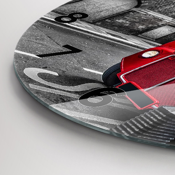 Reloj de cristal redondo Autobús rojo de dos pisos