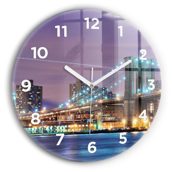 Reloj de cristal redondo Puente de Brooklyn y East River