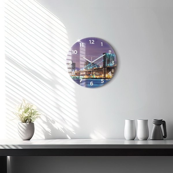 Reloj de cristal redondo Puente de Brooklyn y East River