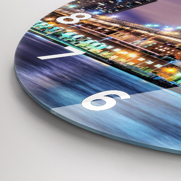 Reloj de cristal redondo Puente de Brooklyn y East River