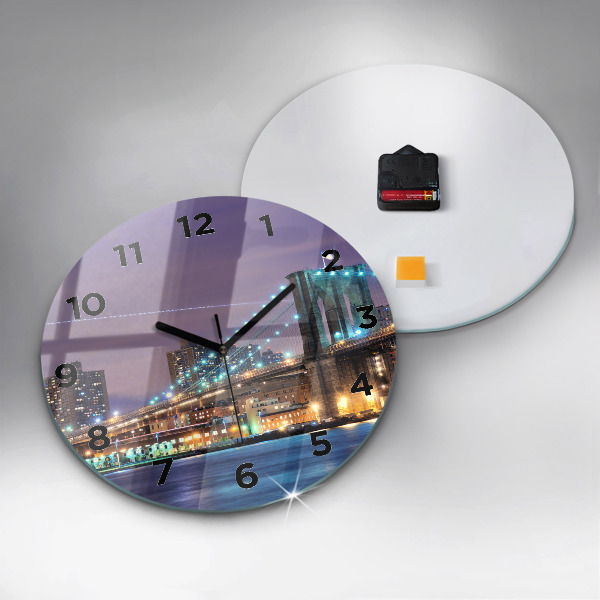 Reloj de cristal redondo Puente de Brooklyn y East River