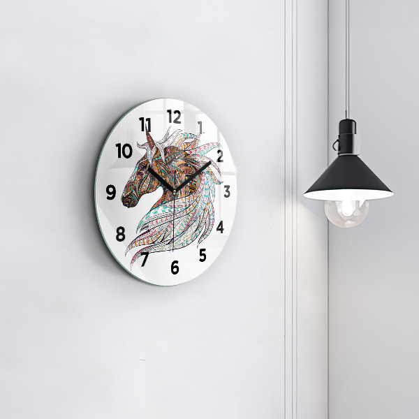 Reloj redondo pared Ilustración de un caballo