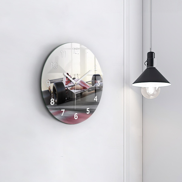 Reloj redondo pared Coche de carreras deportivo