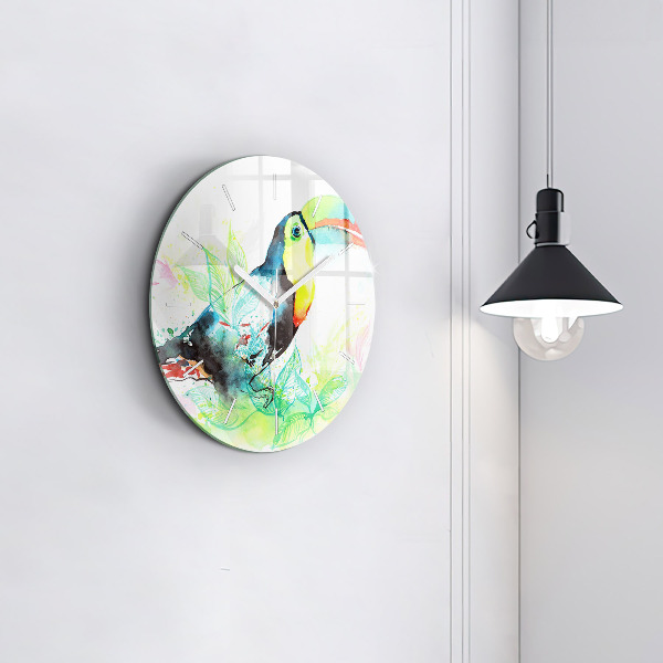 Reloj redondo pared Tucán en la hierba