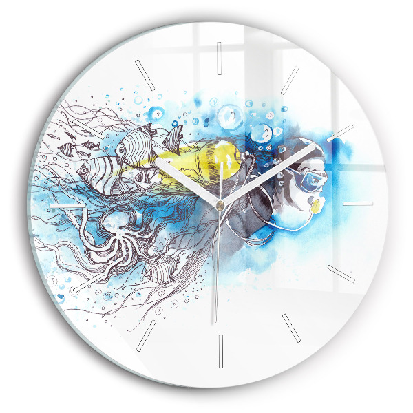 Reloj redondo pared Vida submarina de peces