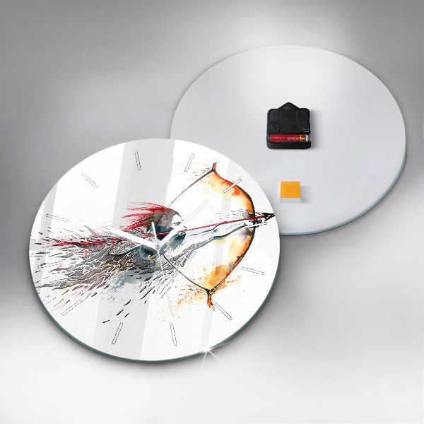 Reloj de cristal redondo Un guerrero durante una cacería