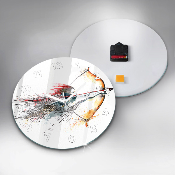 Reloj de cristal redondo Un guerrero durante una cacería