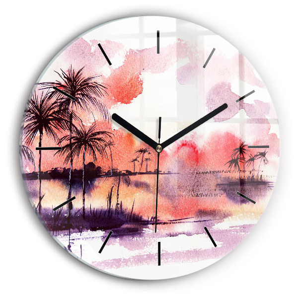 Reloj de cristal redondo Paisaje tropical