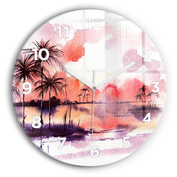 Reloj de cristal redondo Paisaje tropical