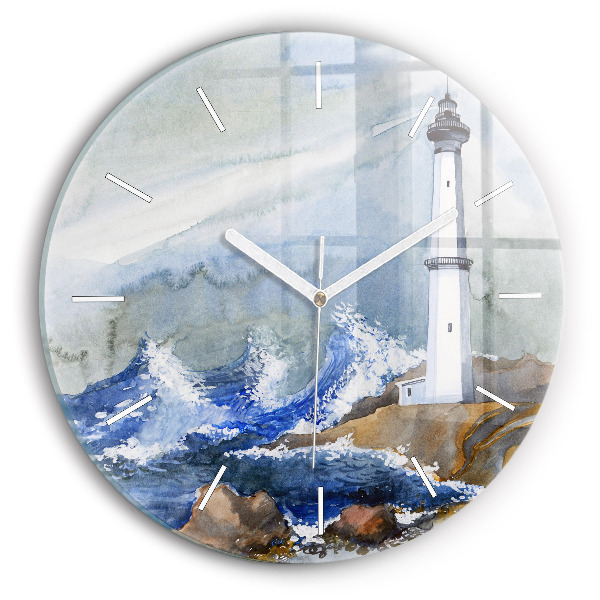 Reloj de cristal redondo Mar y faro