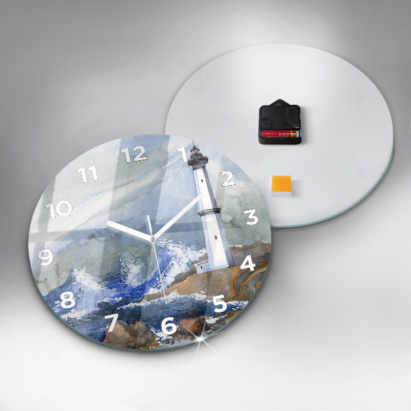 Reloj de cristal redondo Mar y faro