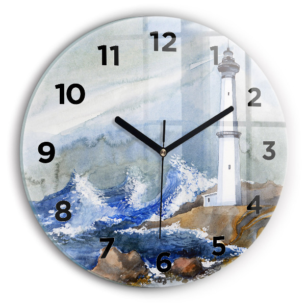 Reloj de cristal redondo Mar y faro