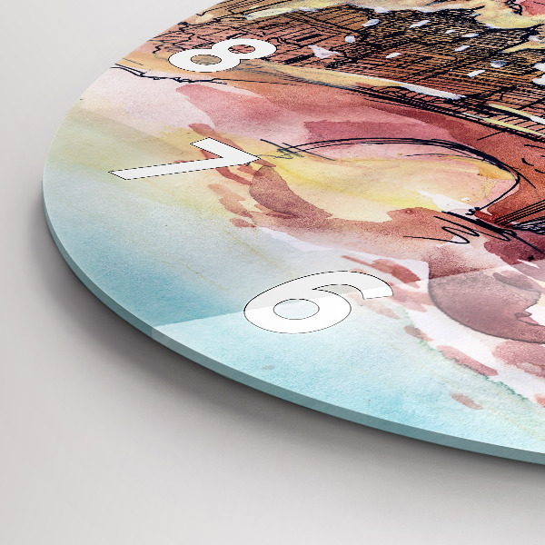 Reloj de cristal redondo Paisaje pintado de París