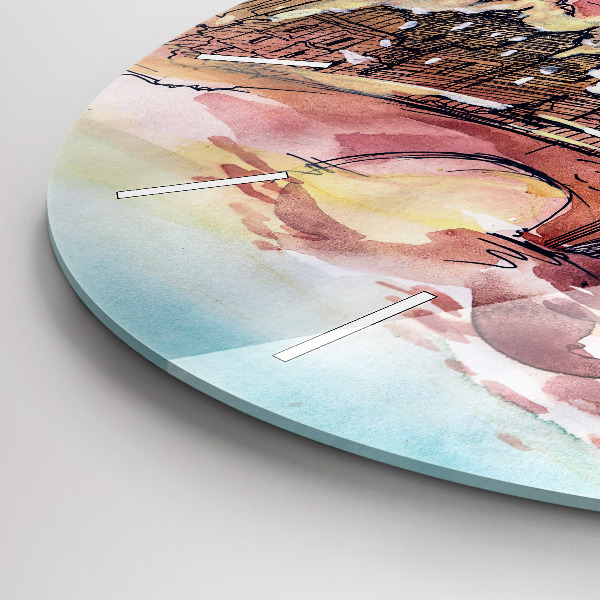 Reloj de cristal redondo Paisaje pintado de París