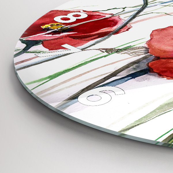 Reloj redondo pared Amapolas rojas pintadas