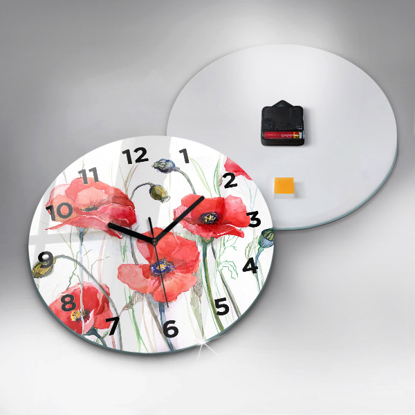 Reloj redondo pared Amapolas rojas pintadas