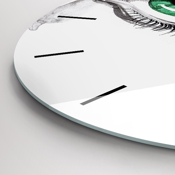 Reloj de cristal redondo Ojo de hombre abstracto