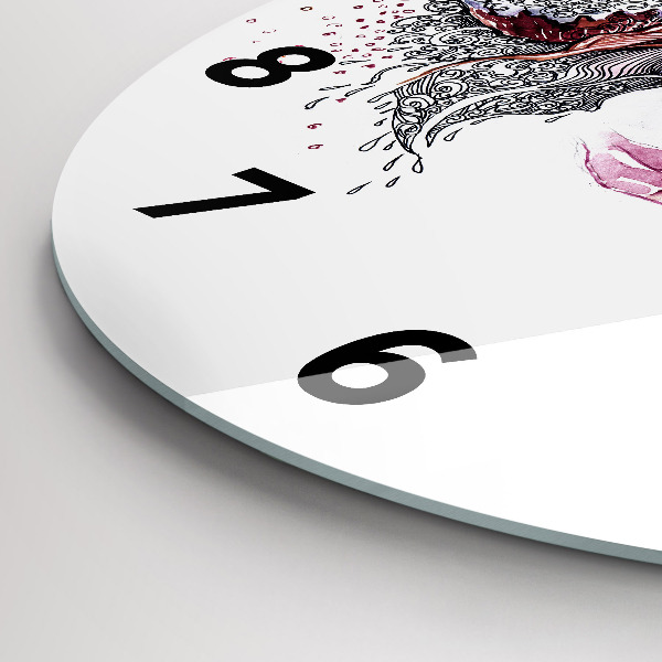 Reloj de cristal redondo Dulce mujer con pastel