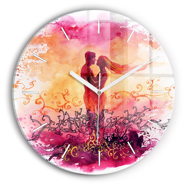 Reloj de pared redondo Acuarela de una pareja enamorada