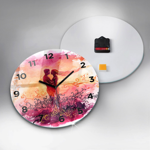 Reloj de pared redondo Acuarela de una pareja enamorada
