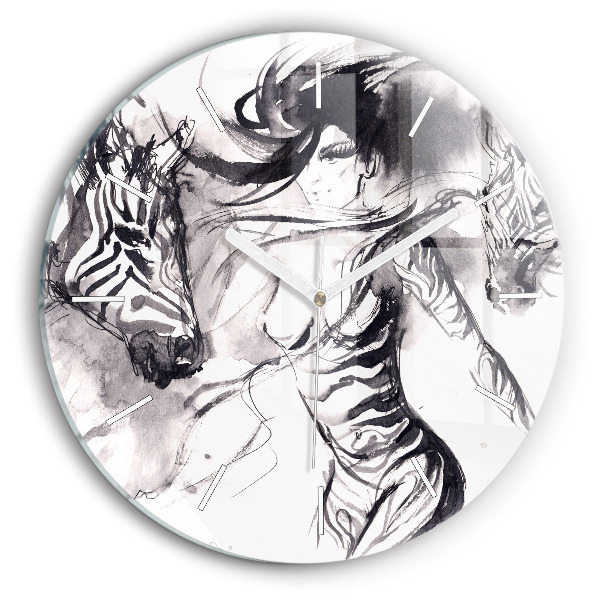 Reloj de cristal redondo Mujer y cebras