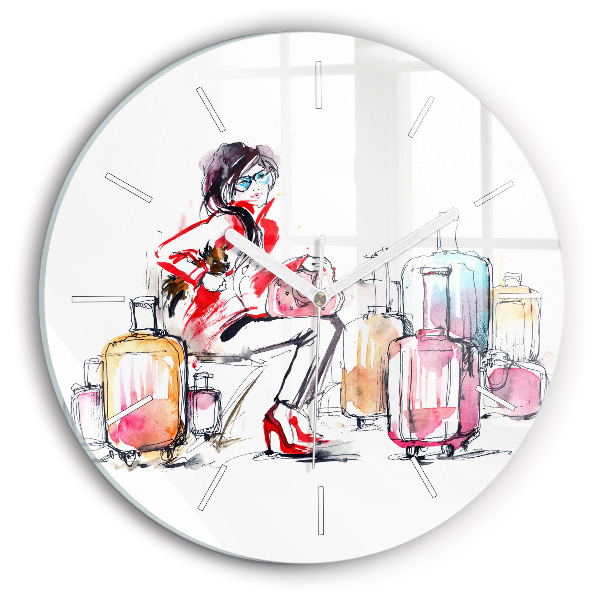 Reloj redondo pared Maleta de viaje de mujer