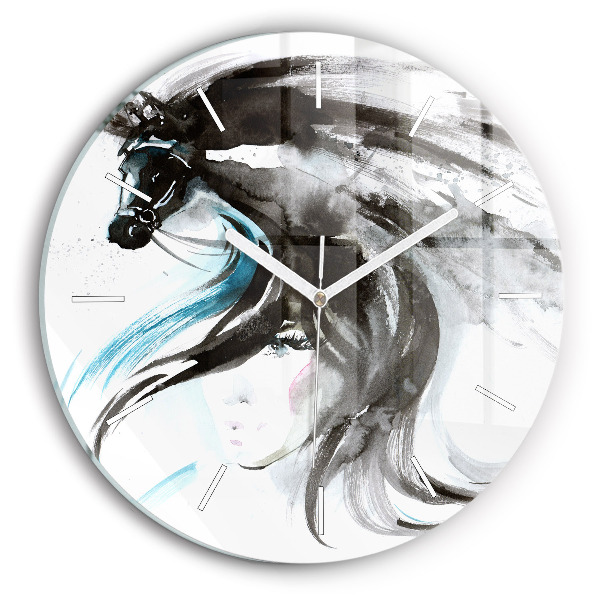 Reloj redondo pared Caballo y mujer abstractos