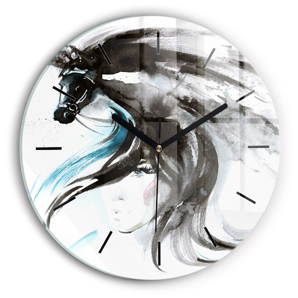 Reloj redondo pared Caballo y mujer abstractos