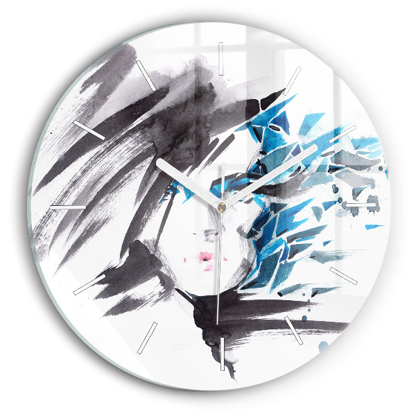Reloj de cristal redondo Rostro abstracto de mujer