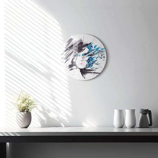 Reloj de cristal redondo Rostro abstracto de mujer