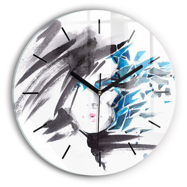 Reloj de cristal redondo Rostro abstracto de mujer