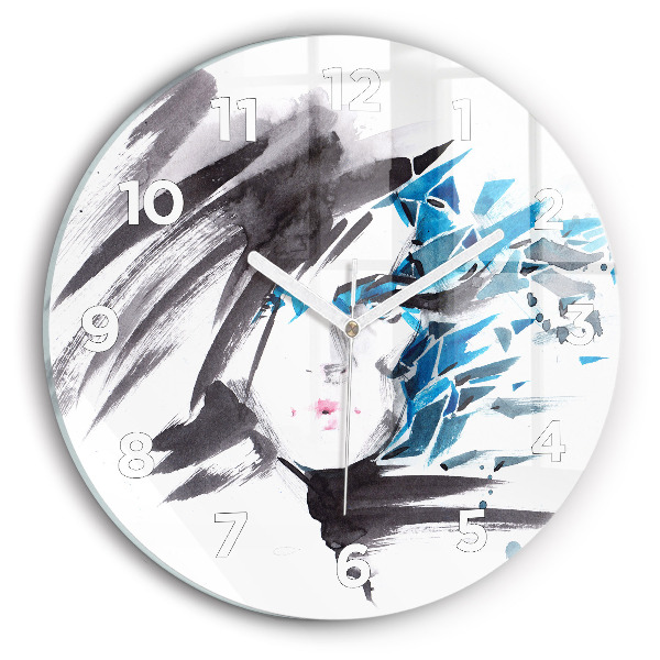Reloj de cristal redondo Rostro abstracto de mujer